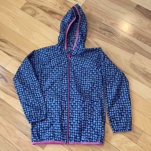 Lands End rain jacket. Multiple pockets, hood & pink zipper. Excellent condition